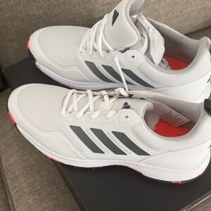 Adidas White and Black Men’s Golf Shoes with Red Accents